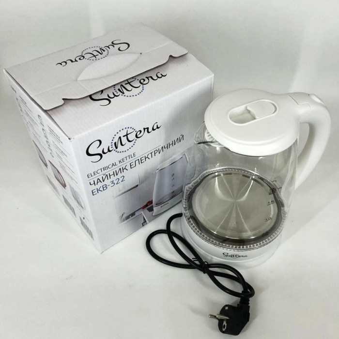 Якісний потужний електричний чайник Suntera, Скляні електричні чайники з підсвічуванням DE-88
