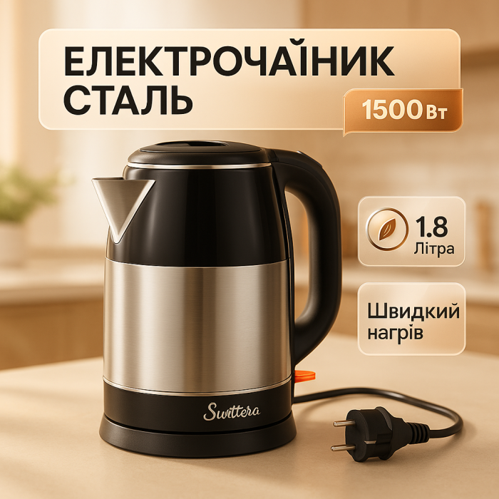 Тихий побутовий чайник Suntera, Потужний електричний чайник для дому Потужний електричний JV-10
