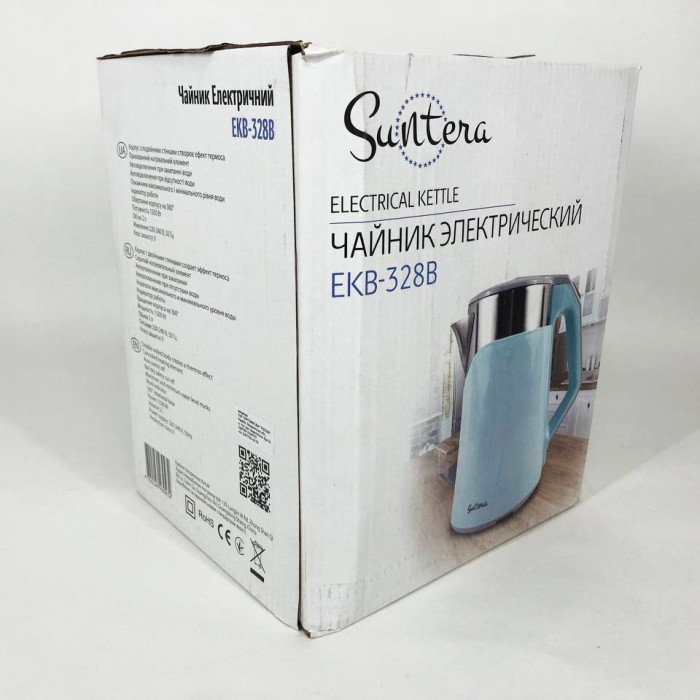 Бездротовий електричний чайник Suntera EKB-328B 2 Л, Потужний електричний чайник для дому WU-14