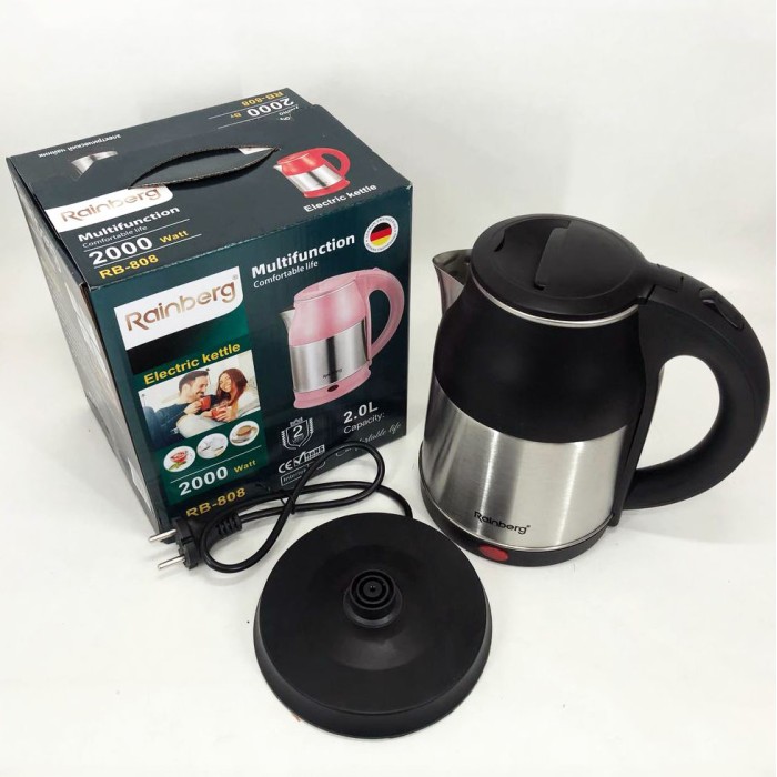 Хороший електрочайник для дому Rainberg RB-808 2000 Вт 2 л, Сучасний електричний чайник YX-50