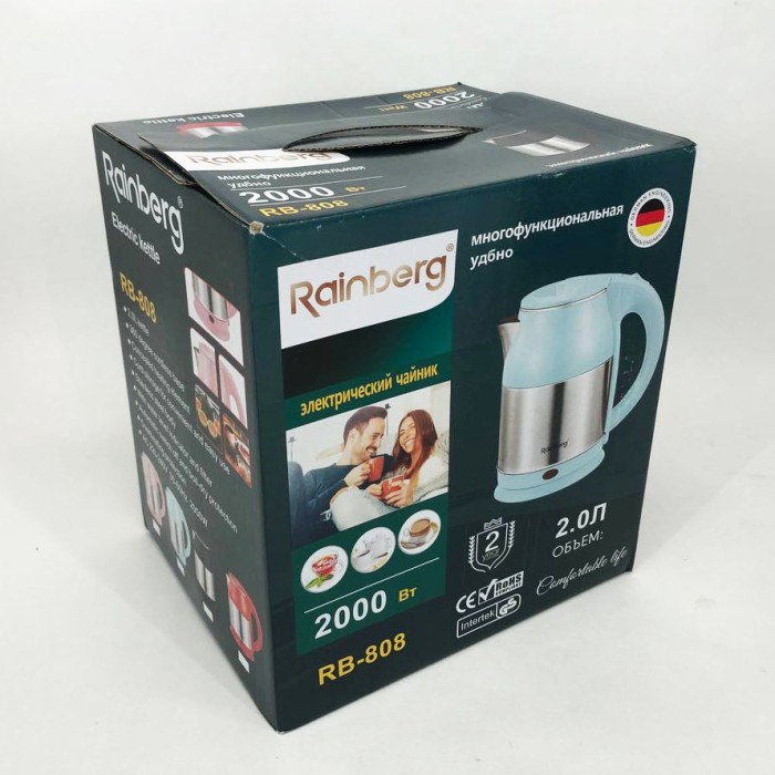 Хороший електрочайник для дому Rainberg RB-808 2000 Вт 2 л, Сучасний електричний чайник YX-50