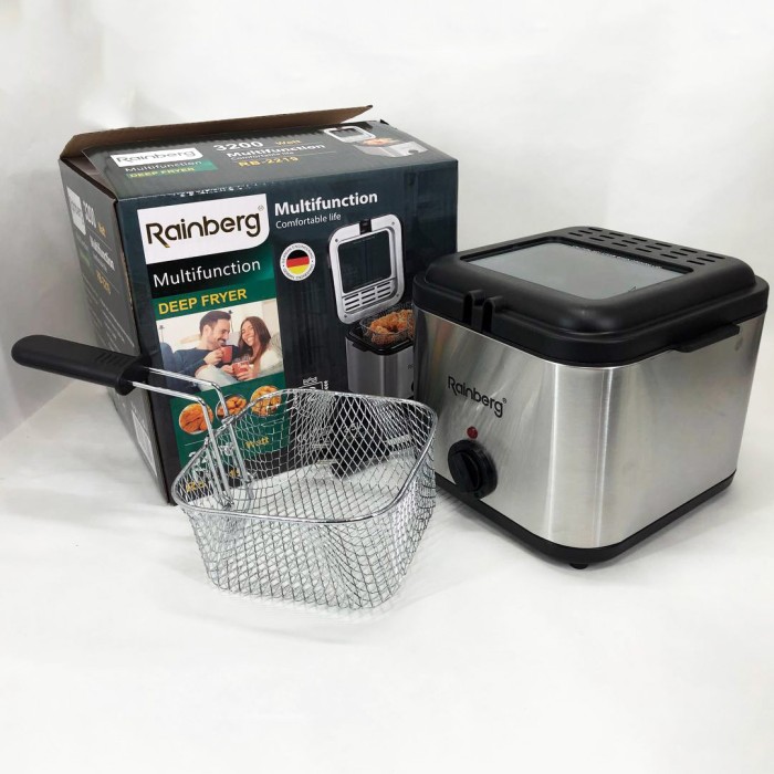 Фритюрниця для дому Rainberg RB-2219 з терморегулятором та знімною чашею електрофритюрниця міні фритюрниця QN-62