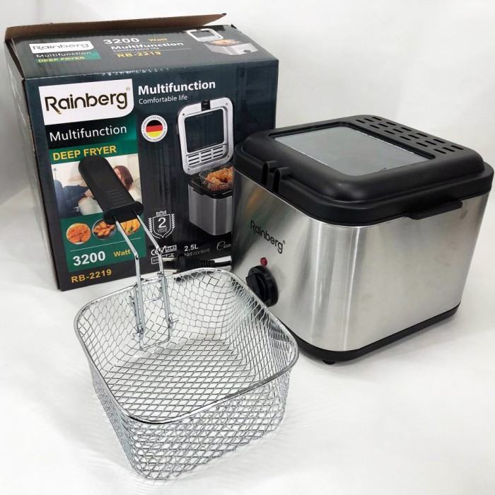 Фритюрниця для дому Rainberg RB-2219 з терморегулятором та знімною чашею електрофритюрниця міні фритюрниця QN-62
