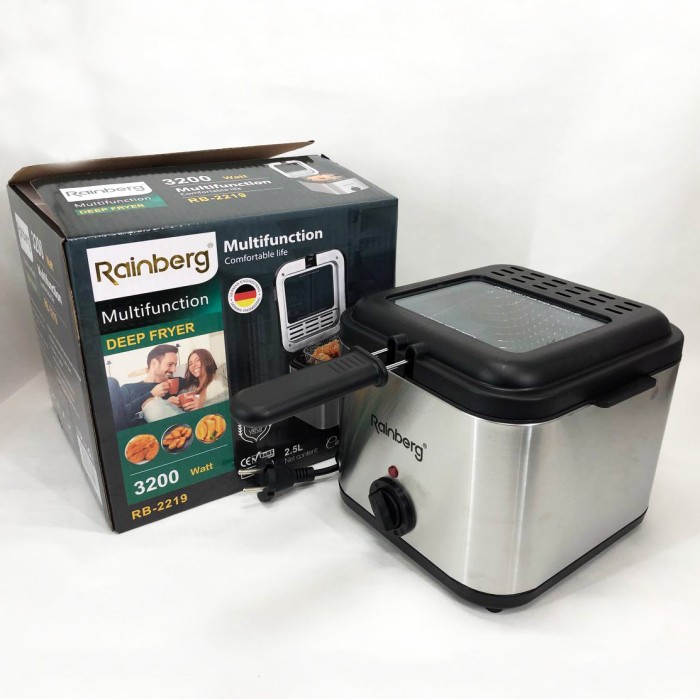 Фритюрниця для дому Rainberg RB-2219 з терморегулятором та знімною чашею електрофритюрниця міні фритюрниця QN-62
