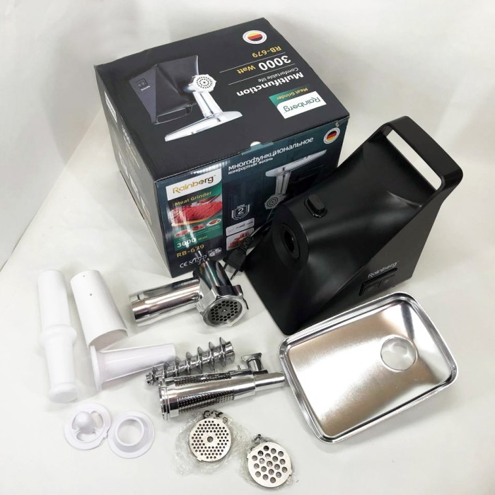 М'ясорубка для овочів і фруктів Rainberg RB-679 3000Вт М'ясорубка для подрібнення 'яса і риби OS-28