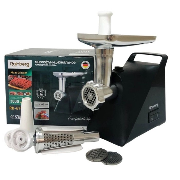 М'ясорубки шнекові Rainberg RB-679 3000W, М'ясорубки з соковижималкою і шатківницею NL-28