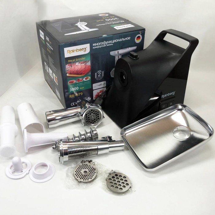 М'ясорубки шнекові Rainberg RB-679 3000W, М'ясорубки з соковижималкою і шатківницею NL-28