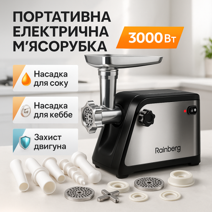 Електрична універсальна м'ясорубка Rainberg, М'ясорубка для інтенсивного використання RM-59