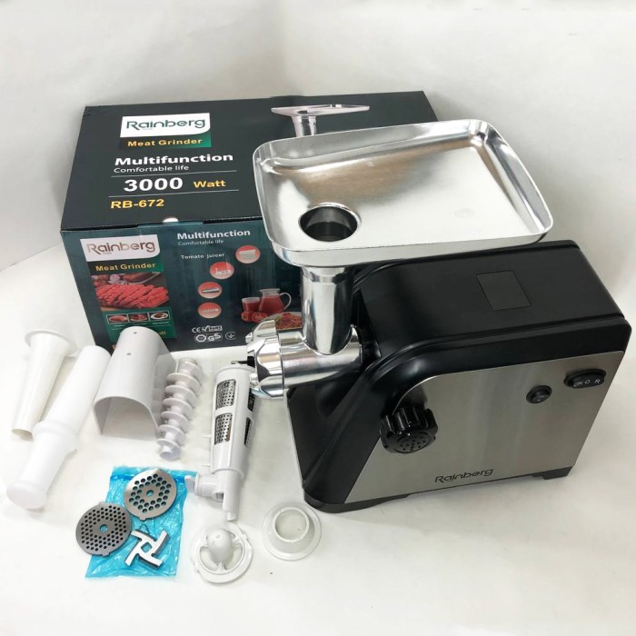 М'ясорубки з соковижималкою і шинковкою Rainberg RB-672 3000W М'ясорубка з функцією подрібнення 'яса DO-56