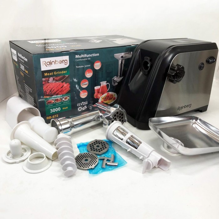 М'ясорубки з соковижималкою і шинковкою Rainberg RB-672 3000W М'ясорубка з функцією подрібнення 'яса DO-56