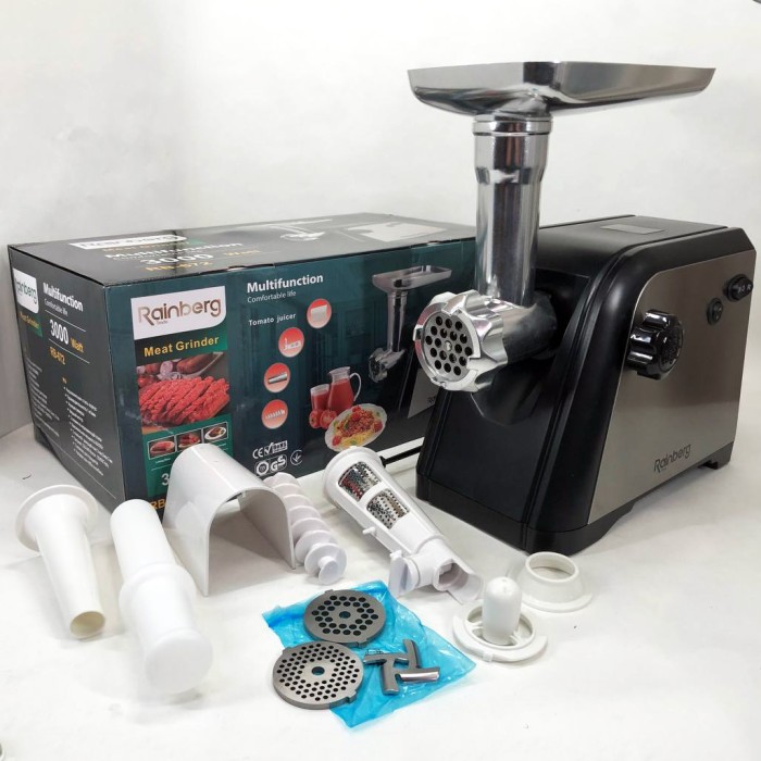 М'ясорубки з соковижималкою і шинковкою Rainberg RB-672 3000W М'ясорубка з функцією подрібнення 'яса DO-56