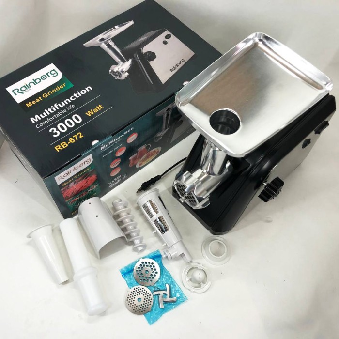 М'ясорубки з соковижималкою і шинковкою Rainberg RB-672 3000W М'ясорубка з функцією подрібнення 'яса DO-56