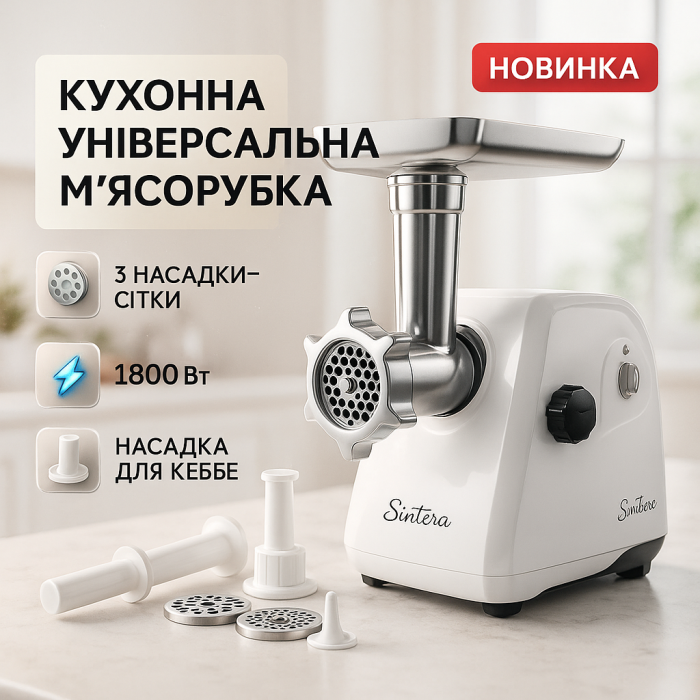 М'ясорубка Suntera SMG-5418W, електром'ясорубка для дому, м'ясорубка з металевим редуктором