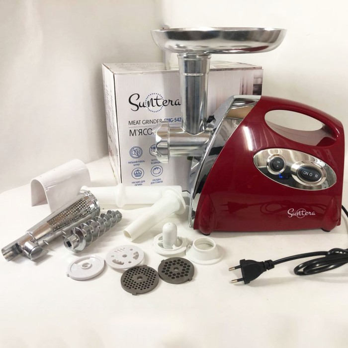 М'ясорубки з соковижималкою і шинковкою SMG-5420R 1800 Вт, Електрична м'ясорубка з дисковою насадкою TX-15