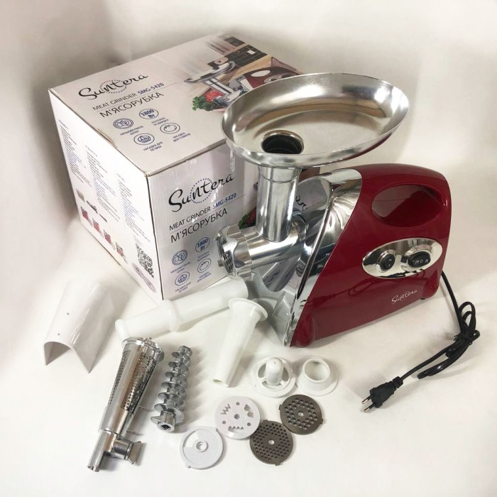 М'ясорубки з соковижималкою і шинковкою SMG-5420R 1800 Вт, Електрична м'ясорубка з дисковою насадкою TX-15