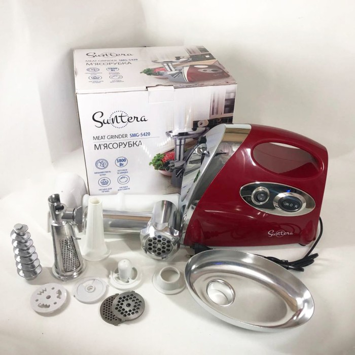М'ясорубки з соковижималкою і шинковкою SMG-5420R 1800 Вт, Електрична м'ясорубка з дисковою насадкою TX-15