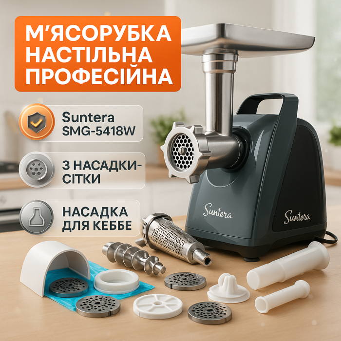 М'ясорубки з металевими шестернями в редукторі Suntera, Електром'ясорубка для шинковки кухня VY-51