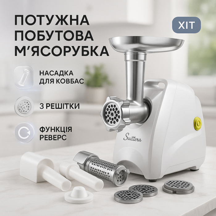 Електрична м'ясорубка 2в1 Suntera SMG-5425W, Електрична м'ясорубка багатофункціональна 2 швидкості CU-40