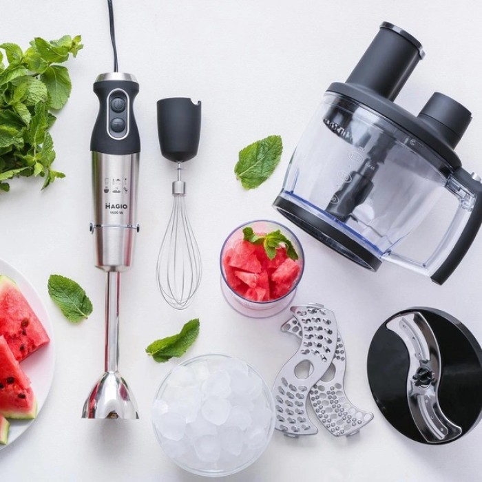 Блендер для сніданків і коктейлів MAGIO, Блендери з насадками, Занурювальний блендер з чашею EB-91