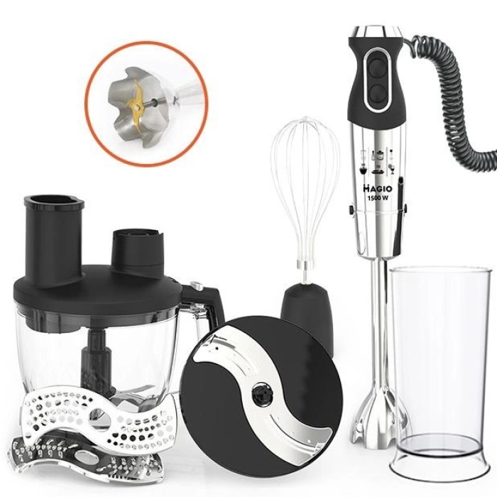 Блендер для сніданків і коктейлів MAGIO, Блендери з насадками, Занурювальний блендер з чашею EB-91