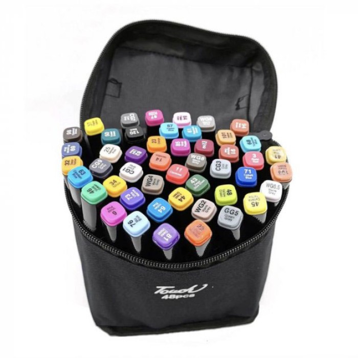 Набір маркерів для творчих робіт Touch 48 шт, Маркери для художніх робіт двосторонні OV-25