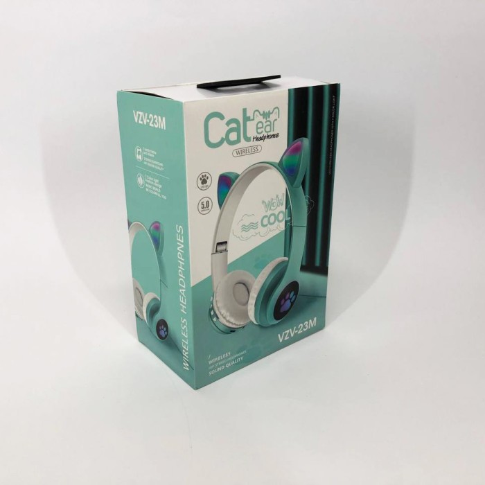 Бездротові навушники з котячими вушками та RGB підсвічуванням Cat VZV 23M. Колір: зелений