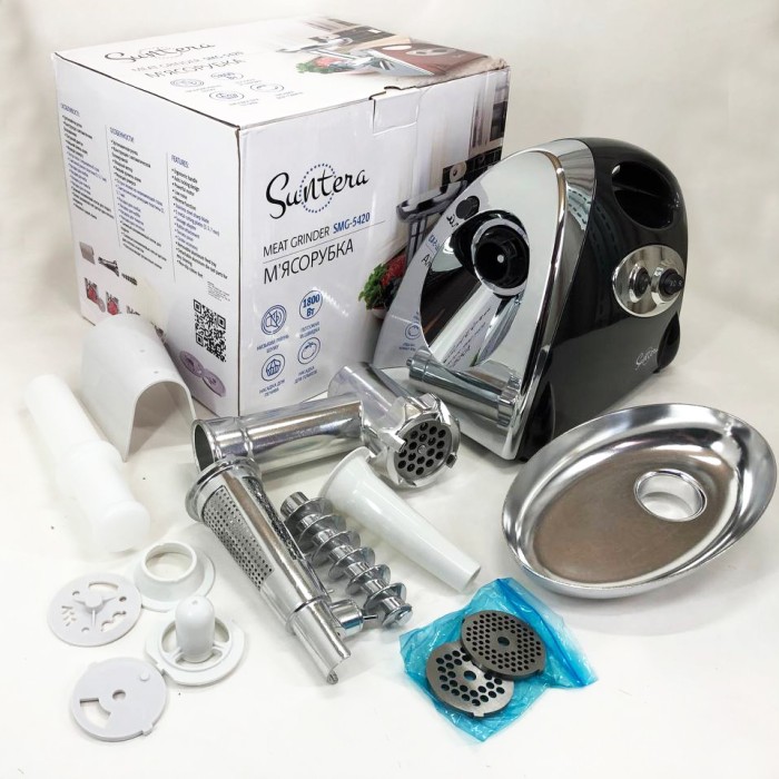 М'ясорубка 2000 Вт SMG-5420B 1800 Вт, М'ясорубка автомат, М'ясорубки для кафе 'з 4 насадками NF-42