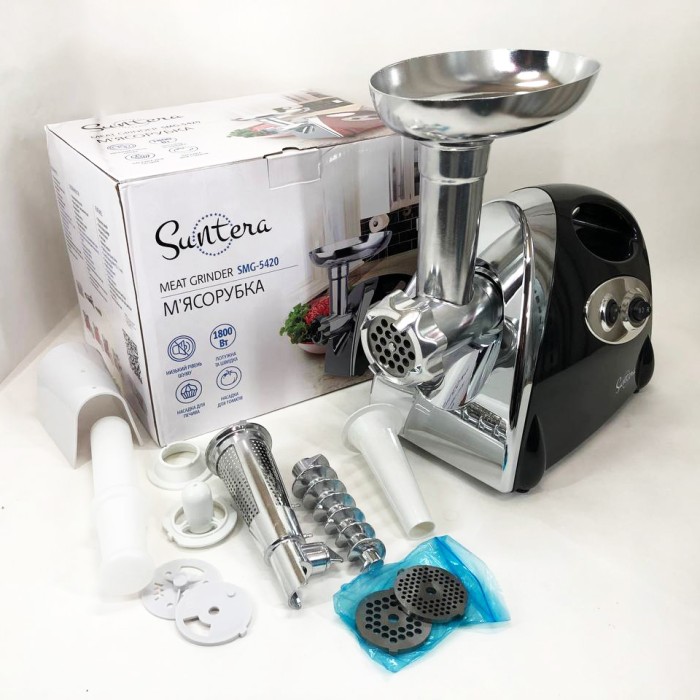 М'ясорубка 2000 Вт SMG-5420B 1800 Вт, М'ясорубка автомат, М'ясорубки для кафе 'з 4 насадками NF-42