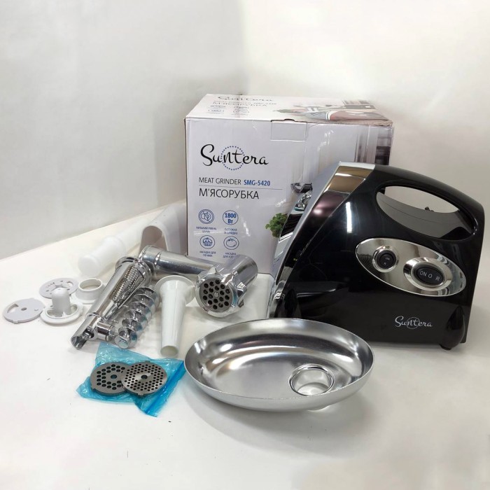 М'ясорубка 2000 Вт SMG-5420B 1800 Вт, М'ясорубка автомат, М'ясорубки для кафе 'з 4 насадками NF-42