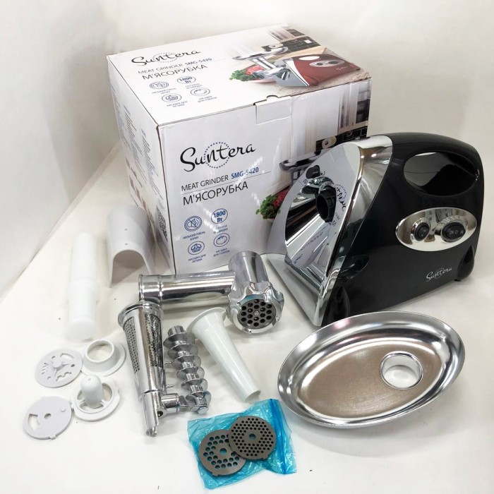 М'ясорубка 2000 Вт SMG-5420B 1800 Вт, М'ясорубка автомат, М'ясорубки для кафе 'з 4 насадками NF-42