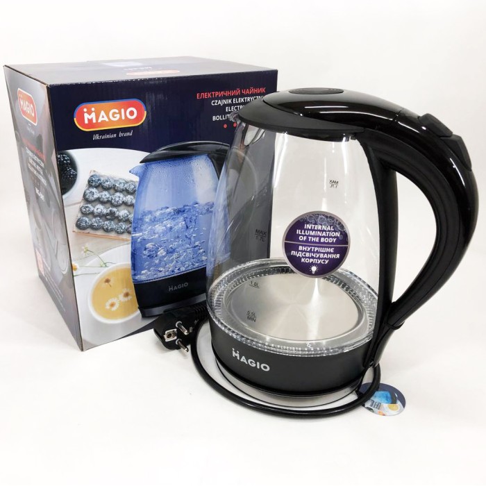 Вишуканий електрочайник MAGIO MG-501 1.7 л 1800 Вт, Гарний електрочайник, Чайник скляний електричний ZK-46