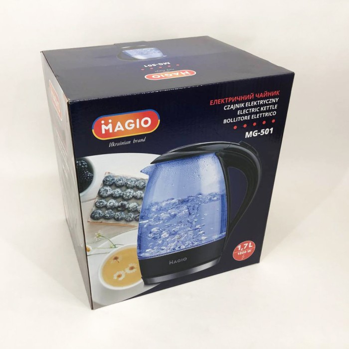 Вишуканий електрочайник MAGIO MG-501 1.7 л 1800 Вт, Гарний електрочайник, Чайник скляний електричний ZK-46