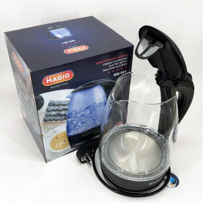 Вишуканий електрочайник MAGIO MG-501 1.7 л 1800 Вт, Гарний електрочайник, Чайник скляний електричний ZK-46