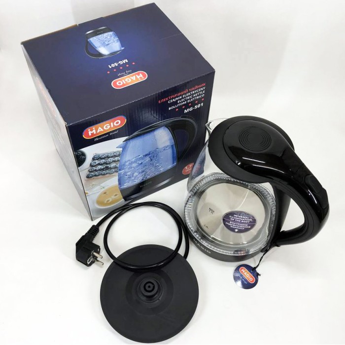 Вишуканий електрочайник MAGIO MG-501 1.7 л 1800 Вт, Гарний електрочайник, Чайник скляний електричний ZK-46