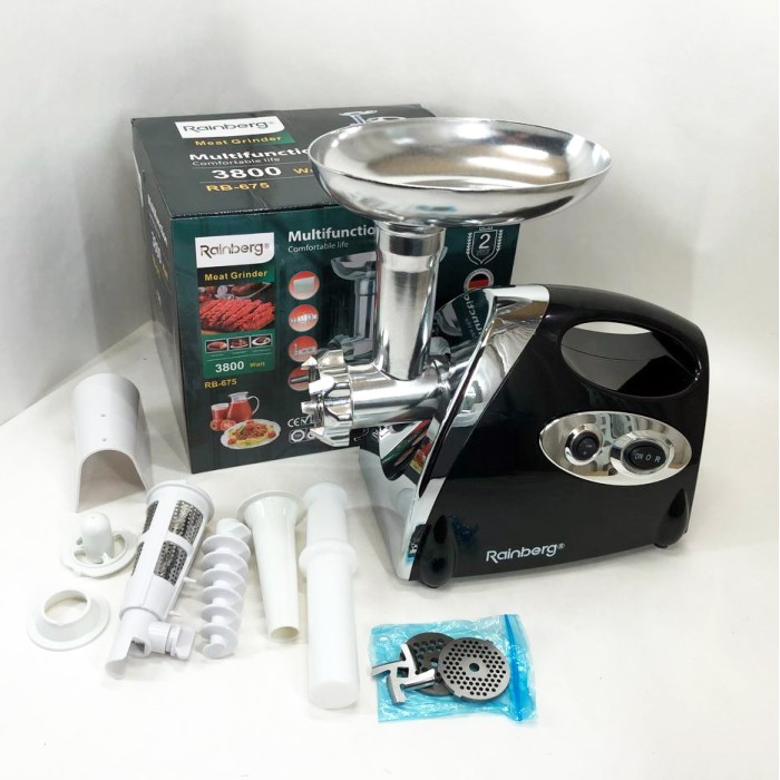 Потужна якісна електро м'ясорубка Rainberg RB-675 3800 Вт, М'ясорубка електрична з чашею JC-95