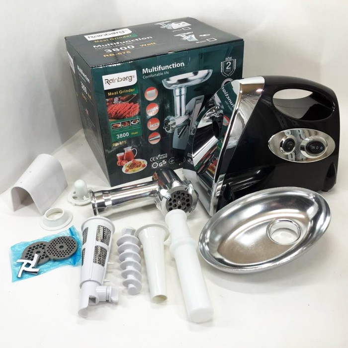 Потужна якісна електро м'ясорубка Rainberg RB-675 3800 Вт, М'ясорубка електрична з чашею JC-95