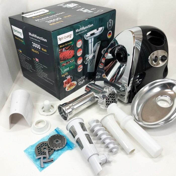 Потужна якісна електро м'ясорубка Rainberg RB-675 3800 Вт, М'ясорубка електрична з чашею JC-95