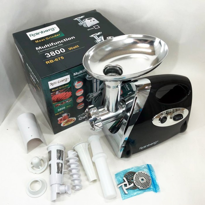 Потужна якісна електро м'ясорубка Rainberg RB-675 3800 Вт, М'ясорубка електрична з чашею JC-95