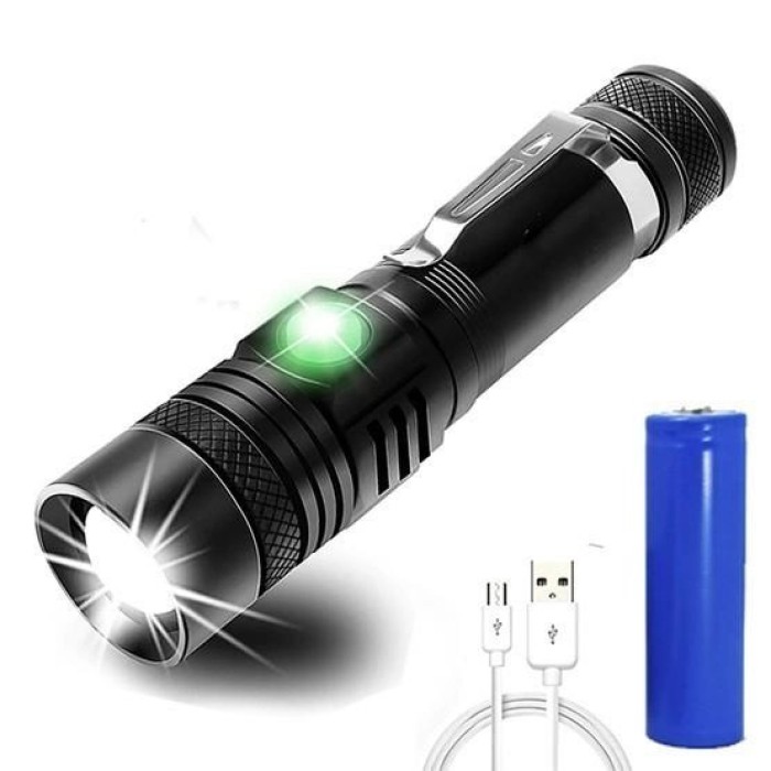 Тактичний ліхтар Bailong BL-518/8518-T6 3 режими роботи zoom з/в microUSB кейс, кишеньковий міні ліхтар