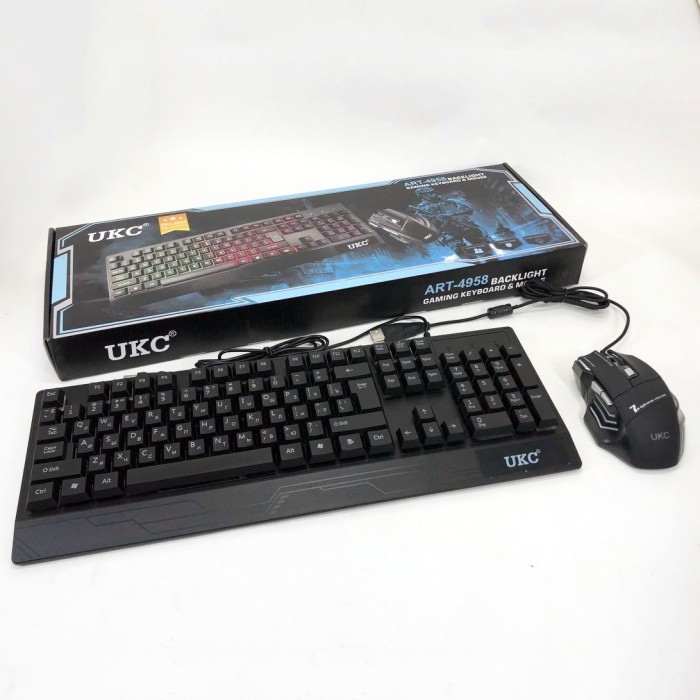 Клавіатура+мишка UKC з LED підсвічуванням від USB M-710, клавіатура ігрова з підсвічуванням GB-923 та мишкою