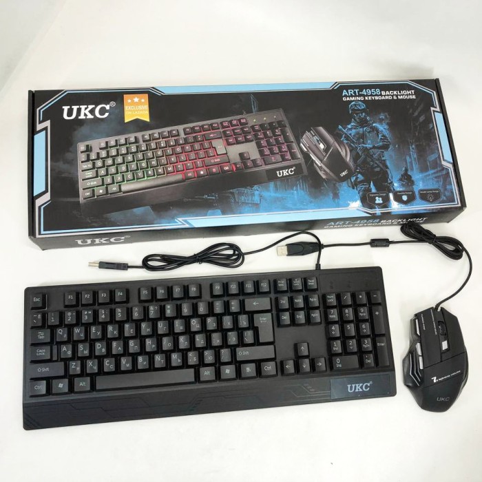Клавіатура+мишка UKC з LED підсвічуванням від USB M-710, клавіатура ігрова з підсвічуванням GB-923 та мишкою