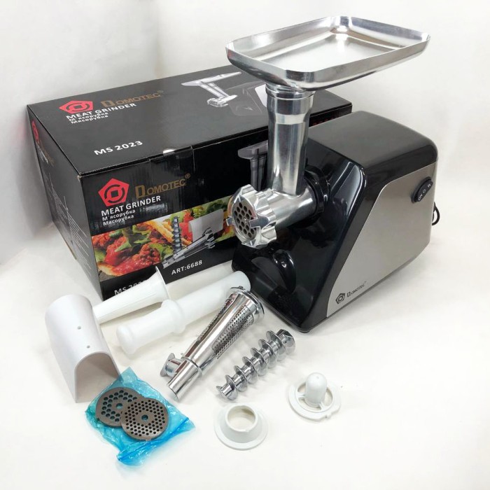 Електром'ясорубка побутова з насадкою для ковбаси DOMOTEC, М'ясорубки нержавіюча сталь AP-31