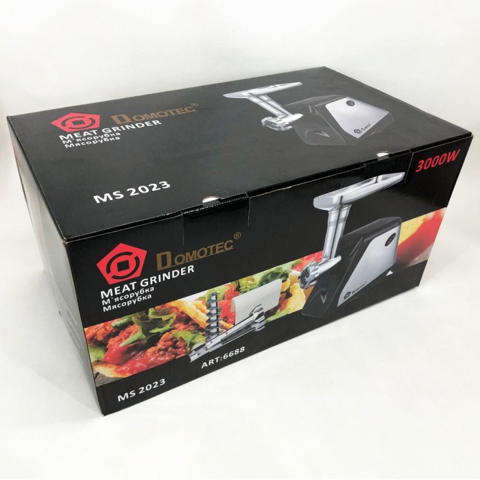 Електром'ясорубка побутова з насадкою для ковбаси DOMOTEC, М'ясорубки нержавіюча сталь AP-31