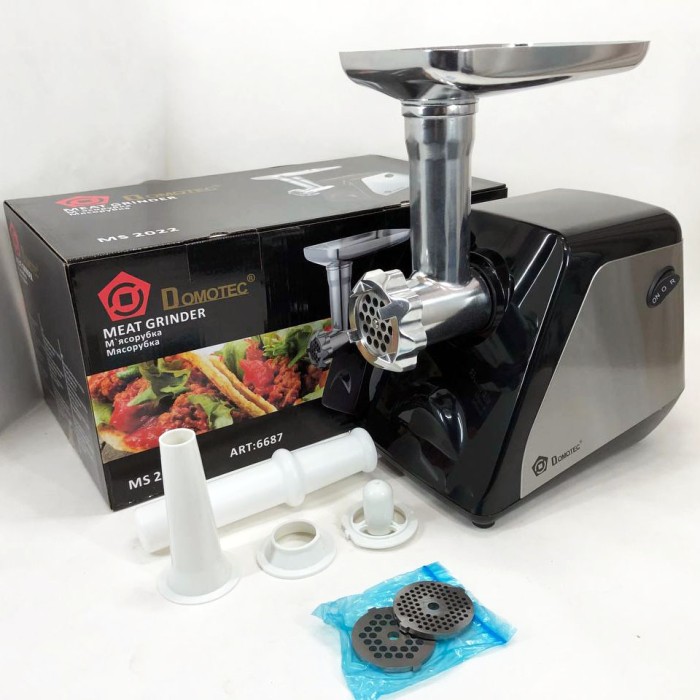 Побутова м'ясорубка Помічниця Domotec MS-2022 2800 Вт, М'ясорубка компактна 'ясорубки з шинковкою YK-91
