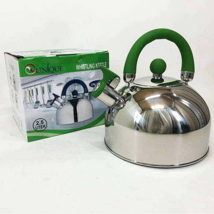 Чайник на плиту зі свистком нержавіюча сталь Unique UN-5302 2.5 л, Звичайний чайник на газову плиту LT-32