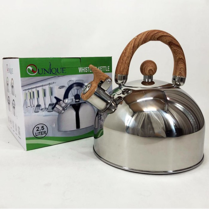 Чайник металевий зі свистком Unique, Функціональний чайник зі сталі свистком для води на газ RB-40