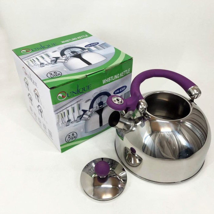 Хороший чайник для газової плити Unique UN-5302 2.5 л, Чайник нержавіюча сталь зі свистком побутовий EX-28