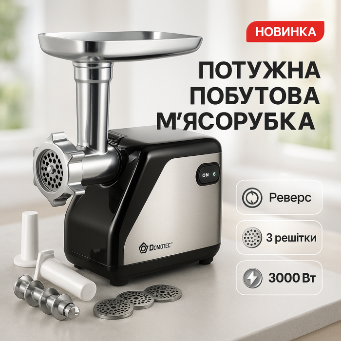 М'ясорубка для домашньої ковбаси DOMOTEC, М'ясорубки надійні М'ясорубка для жилавого 'яса JP-84