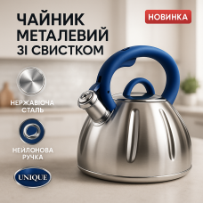 Чайник нержавіюча сталь зі свистком побутовий, Чайник з нержавіючої сталі з пищалкою IC-12