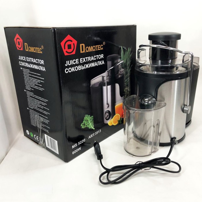Потужна соковижималка Domotec MS-5220 600 W, Ручна соковижималка для моркви для гранату WL-95